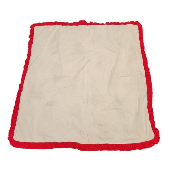 Vintage Baby Blanket Bear Balloons Dog Puppy Butterflies  Vintage Teddy Bear Baby Blanket Red Ruffle Trim Whimsical Nursery‎ Print